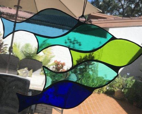 Fish school Stained Glass suncatcher MADE TO ORDER - Image 3