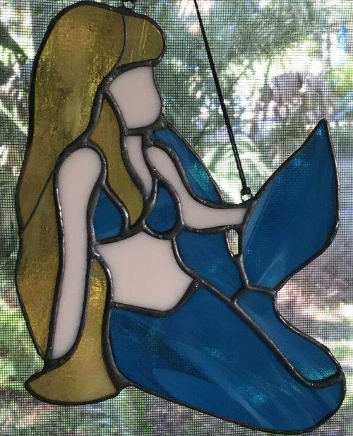 Mermaid Stained Glass suncatcher blonde