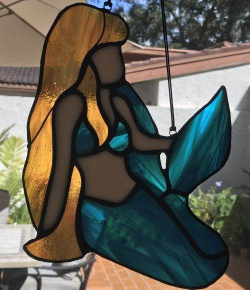 Mermaid Stained Glass suncatcher blonde - Image 3