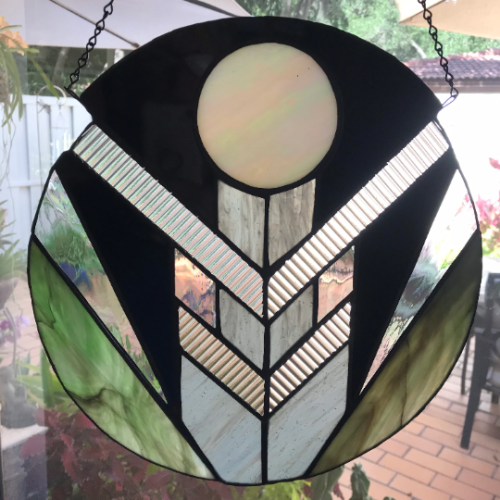 Art Deco Stained Glass Panel Made-to-Order, Free Shipping - Image 4