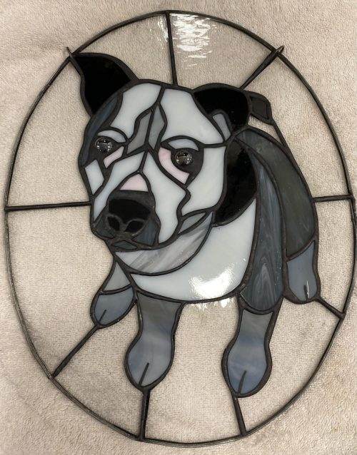 Pet Portrait Stained Glass Panel (custom) Made-to-Order, FREE shipping