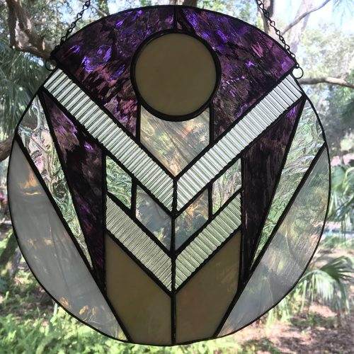 Art Deco Stained Glass Panel Made-to-Order, Free Shipping