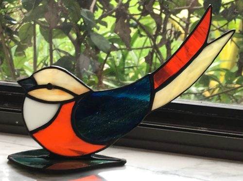 Colorful Bird on Stand Stained Glass Art - Made-to-Order, Free Shipping - Image 3