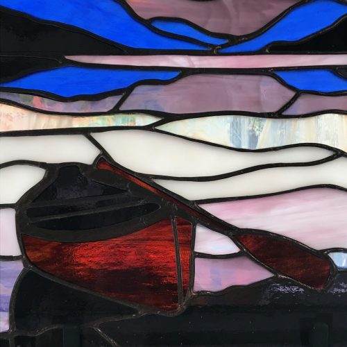 Canoe on the lake at Sunset - Stained Glass Art   Made-to-Order, Free Shipping - Image 3