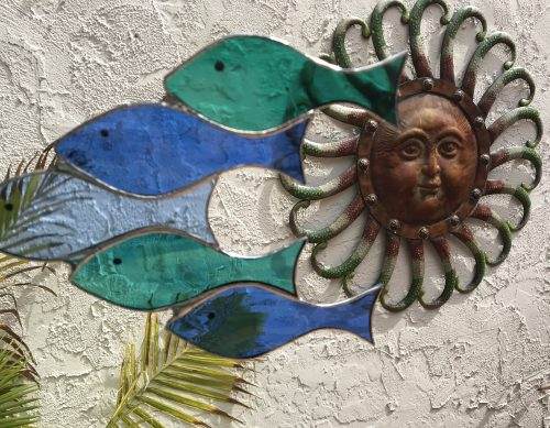 Fish school Stained Glass suncatcher MADE TO ORDER