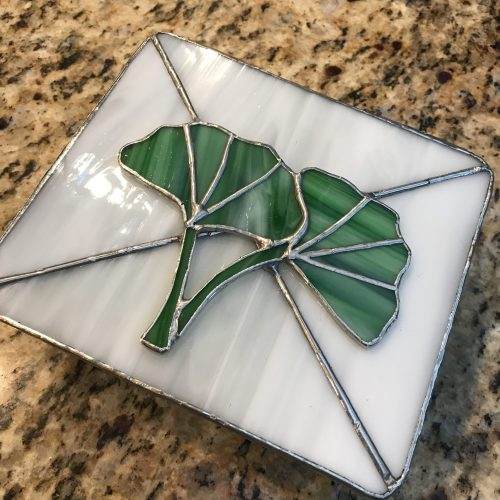 Ginko Stained Glass Jewelry box Made-to-Order 5.5x6.5x2.25"