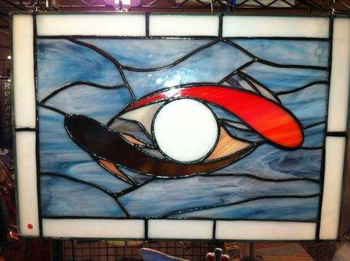 Koi Stained Glass Panel Made-to-Order, Free Shipping