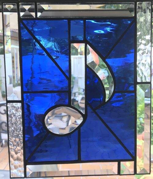 Music Note Stained Glass Panel, Free Shipping