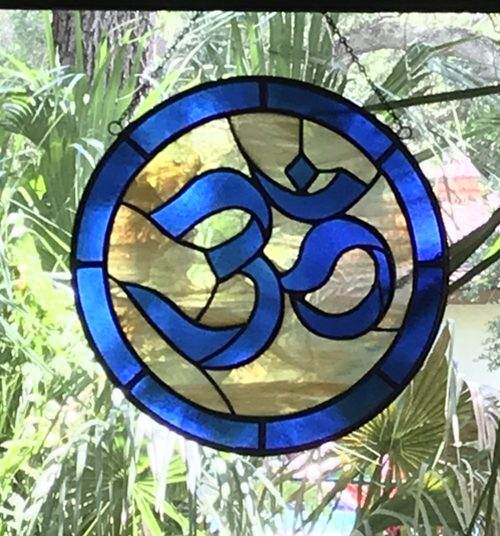 Ohm Symbol 18” diameter Stained Glass, made to order, Om symbol, Aum symbol, religious symbol, Hindu symbol,