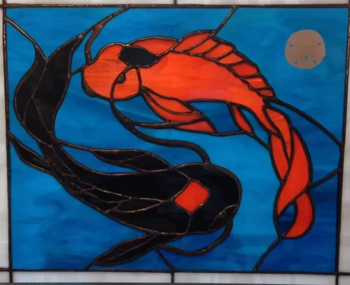 Koi Ying Yang - Stained Glass Art   Made-to-Order, Free Shipping