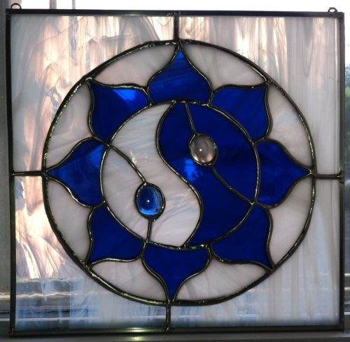 Stained Glass Yin Yang Lotus Symbol  MADE-TO-ORDER