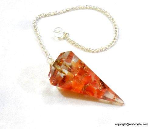 Carnelian Orgonite six sided Pendulum NEW