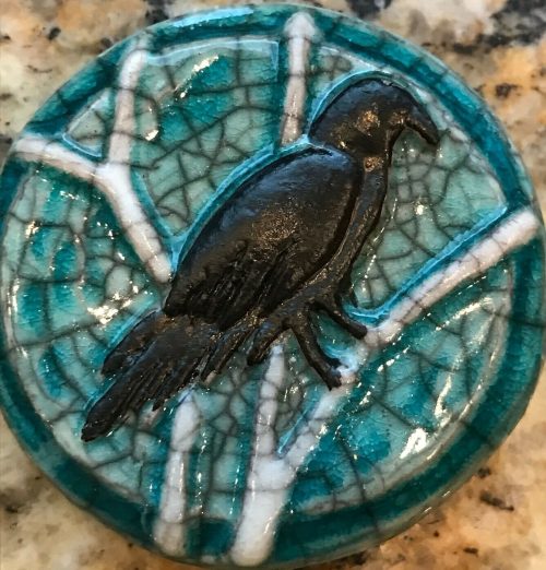 (2) Raven Medallions "I am Fearless" Raku Pottery NEW - Image 3