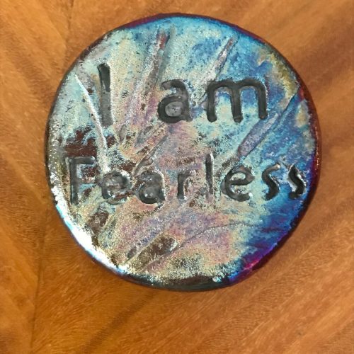 (2) Raven Medallions "I am Fearless" Raku Pottery NEW - Image 4