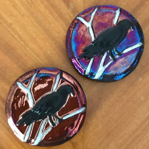 (2) Raven Medallions "I am Fearless" Raku Pottery NEW - Image 5