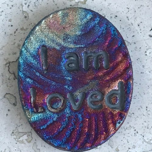 (2) Skull "I am Loved" Medallions Raku Pottery NEW - Image 3