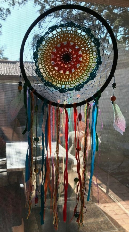 Dream Catcher Rainbow crochet  10" diameter NEW - Image 3