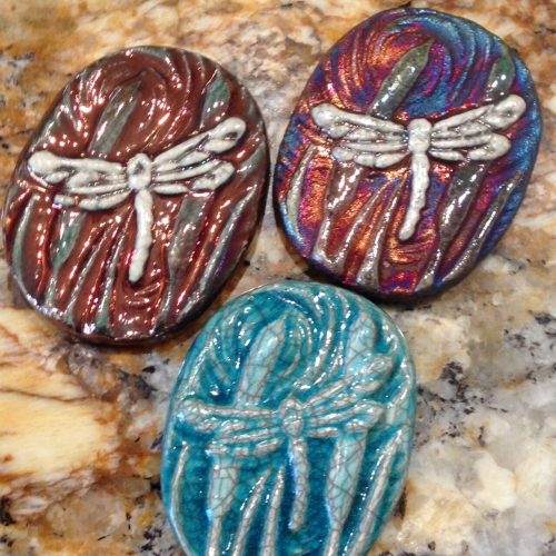 (2) Dragonfly Medallions "I am Joyful" Raku Pottery NEW - Image 3