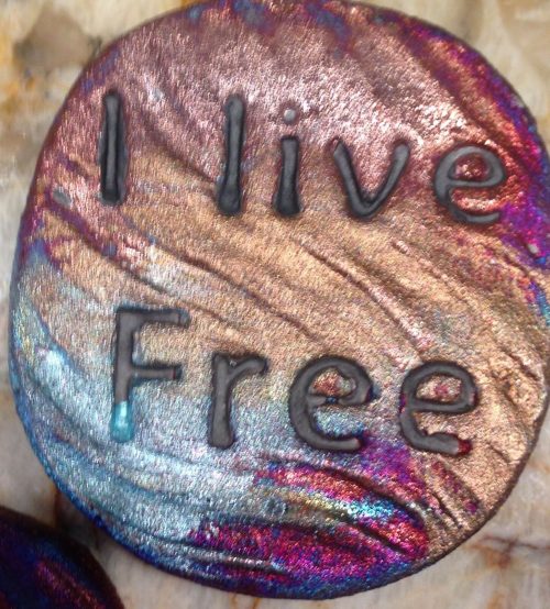 (2) Mermaid Medallion "I Live Free" Raku Pottery NEW - Image 3