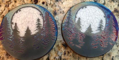 Fir tree Coaster Raku Pottery, handmade, handsigned - NEW - Image 3