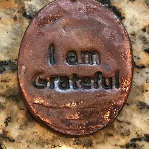 (2) Celtic Cross Medallion "I am Grateful", Raku Pottery, handcrafted & signed - Image 4