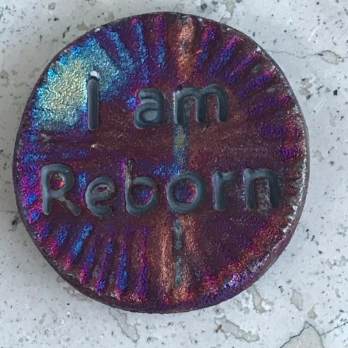 (2) Mandala "I am Reborn" Medallions Raku Pottery NEW - Image 3