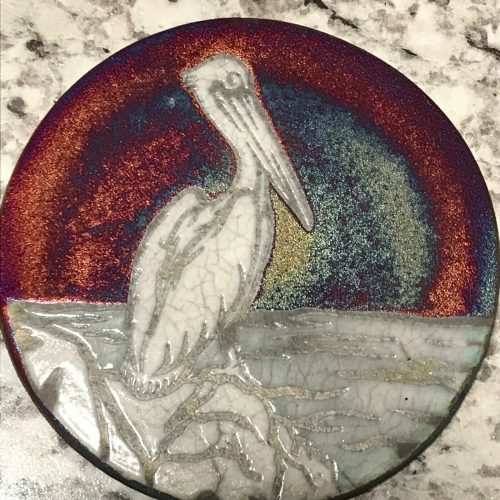 Pelican Coaster Raku Pottery, handmade, handsigned - NEW - Image 3