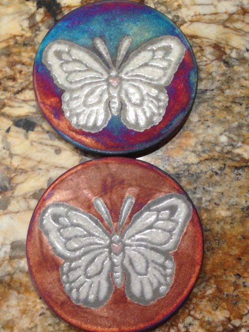 Butterfly Coaster Raku Pottery, handmade, handsigned - NEW - Image 4