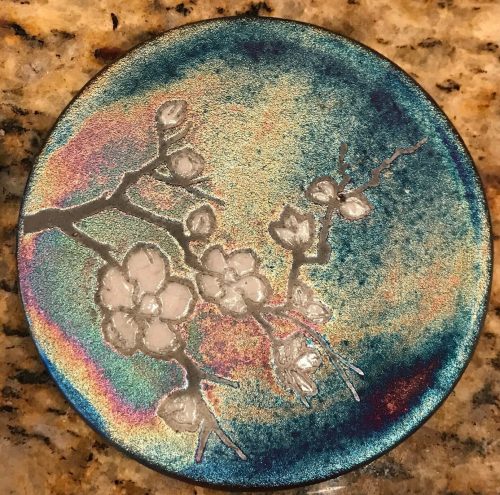 Cherry Blossom Coaster Raku Pottery, handmade, handsigned - NEW - Image 6