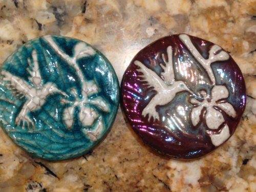 (2) Hummingbird Medallions "I am Present" Raku Pottery NEW - Image 3