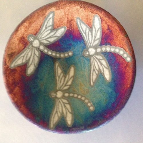 Dragonfly Plate Raku Pottery 5.5" NEW