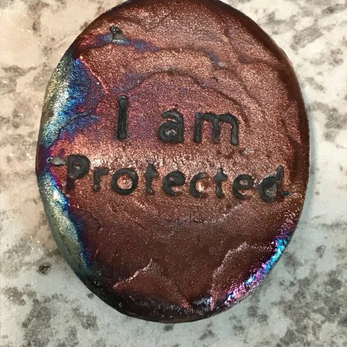 Hamsa Raku Ornament, "I am protected" 3" dia., handcrafted & signed - NEW - Image 4