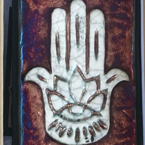 Hamsa Raku Wall Art small - handcrafted & signed- NEW - Image 4