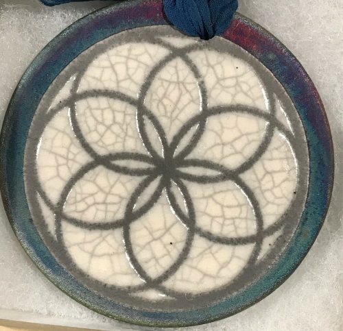 Flower of Life Ornament, Raku, 3" dia., handcrafted & signed - NEW ON SALE - Image 3