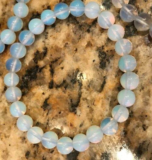 Love & Peace!  Opalite Gemstone Bracelet 8mm - Image 5