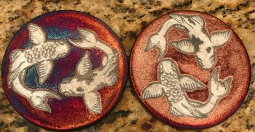 Koi Coaster Raku Pottery, handmade, handsigned - NEW - Image 3