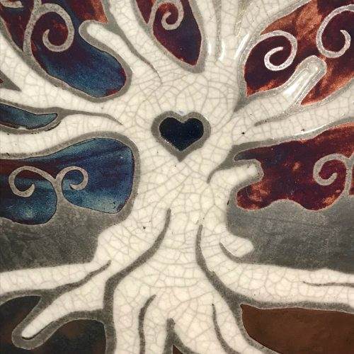 Tree of Life Plate Raku Pottery 10" NEW - Image 3