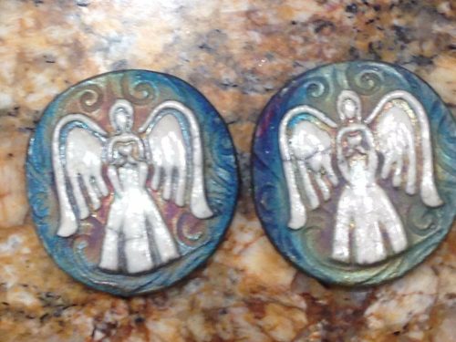 (2) Angel Medallions " I am Blessed" Raku Pottery NEW - Image 3