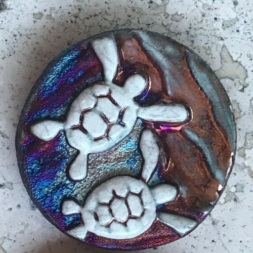 (2) Sea Turtle babies Medallions "I am Serene" Raku Pottery NEW - Image 3