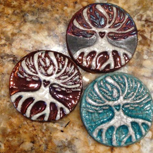 (2) Tree of Life Medallions "I am Harmony" Raku Pottery NEW - Image 4