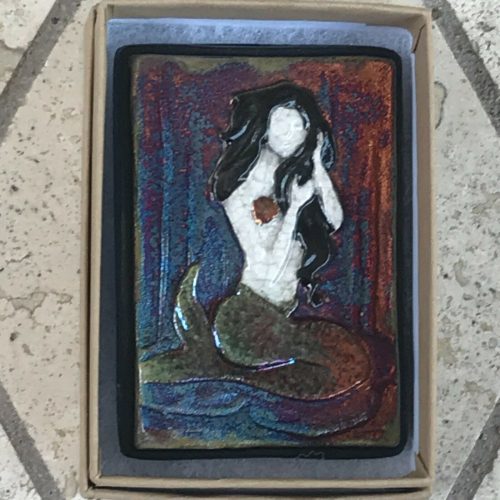 Mermaid Raku Wall Art small (new design), handmade & handsigned- NEW